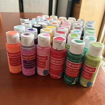 43 Craft Smart Acrylic Paint Bottles 2oz - Many Colors- 80-99% Full - 43 Bottles