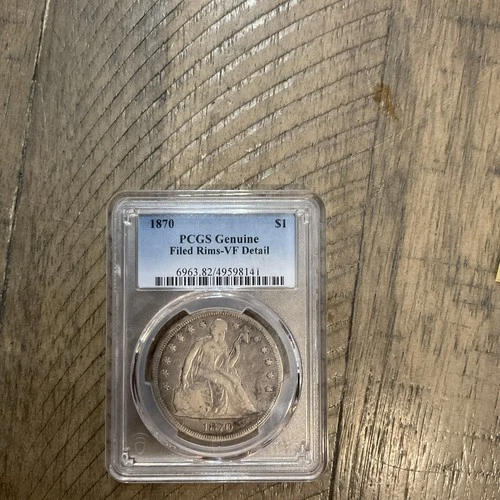 1870 Seated Liberty Silver Dollar $1 - PCGS  Filed Rims VF Detail