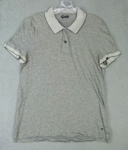 Tom Ford Mens Size 54 Gray Pique Cashmere Blend Logo Polo Shirt TFJ895