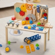 Montessori Wooden Tool Bench  Builder Set, Pretend Construction Toy Ages 3 