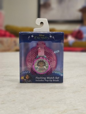 Disney Encanto Flashing Girl's Watch Set With Pink Mirror And Pop-up Brush NIB!