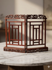 Ancien support photo de table décoratif pliant chinois sculpté palissandre