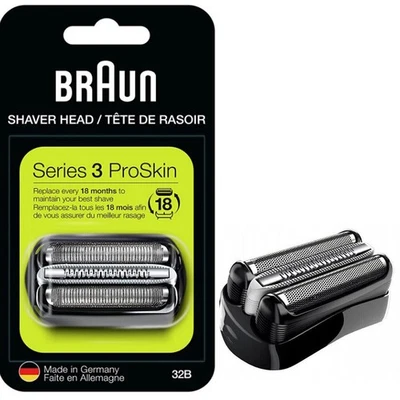 Original Braun 32B Serie 3 Lámina y Cortador Afeitadora Eléctrica Cabezal de Repuesto Negro FGH
