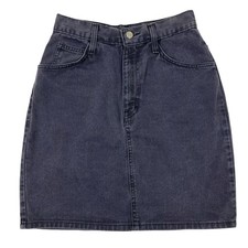 VTG 80s 90s No Excuses Faded Black Denim Jean Skirt Made in USA Size 9 Waist 26"
