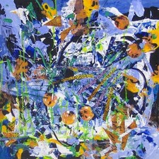 STUDIO CLEAROUT - AFFORDABLE ART! MEDIUM SIZE ACRYLIC ABSTRACT COLLAGE 50x50cms