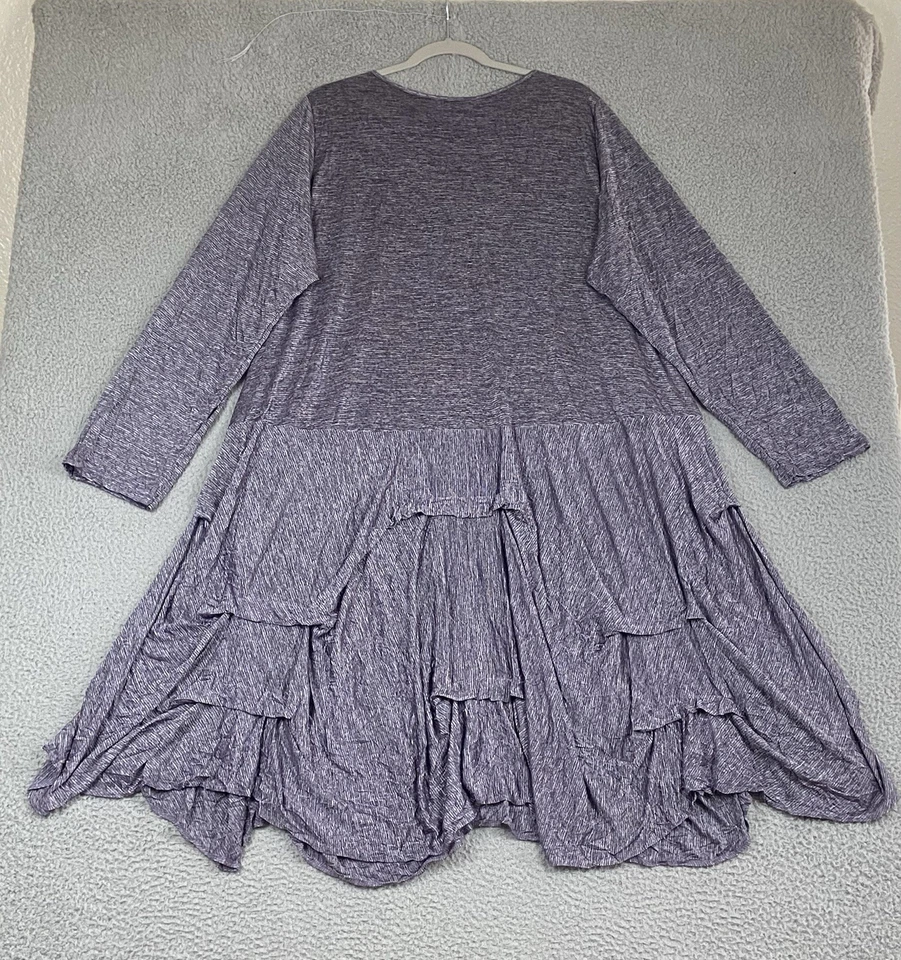 Comfy USA Soft Crinkle Midi Dress Size 3X Lilac Lagenlook Artsy Lined Tiered EXC - Image 2 of 4