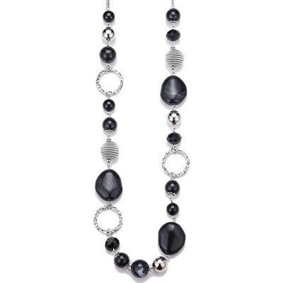 Bulinlin Damen Lange Perlenkette Statement Boho Silber Metallkette Hochzeitst...