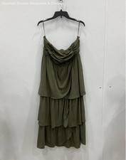 Forever 21+ NWT Women's 0 Plus Olive Green Tiered Midi Dress Sleeveless