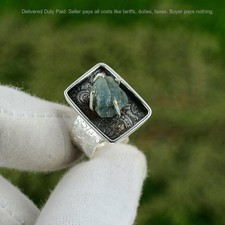 Valentines Deal 925 Silver Aquamarine Rough Stone Stackable Promise Ring Jewelry