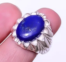Lapis Lazuli - Afghanistan Gemstone 925 Sterling Silver Unisex Ring s.8 A312