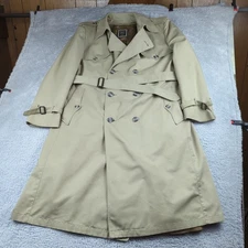 VTG Christain Dior Trench Coat Mens 44R Tan Wool Liner Belted Double Breasted