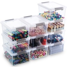 Citylife 1.3 QT 10 Pack Small Storage Bins Plastic Storage Container Stackabl...