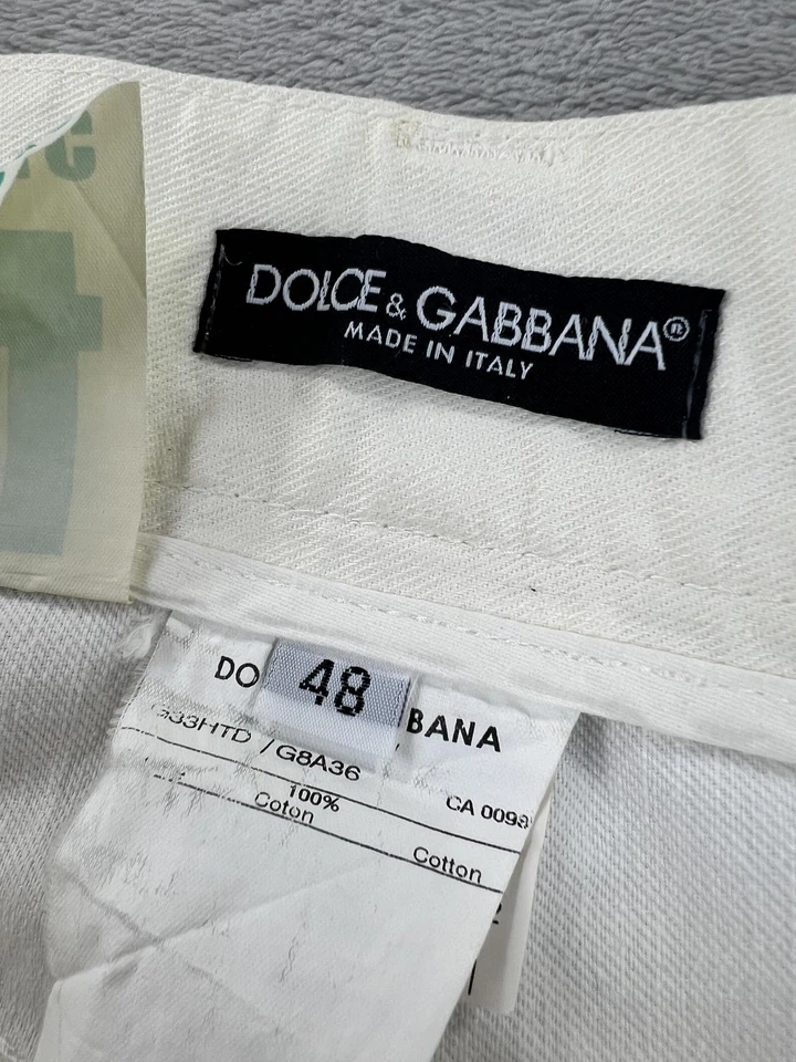 Vintage Dolce & Gabbana Jeans Mens 48 White Made in Italy 14 Straight Leg Denim - Image 3 of 4
