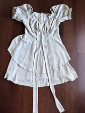 SHEIN A Line Tiered Dress With Puff Sleeves Sage Green Size S/4