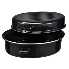 Gänsebräter Bratentopf Schmortopf Auflaufform mit Deckel 40cm emailliert Stahl