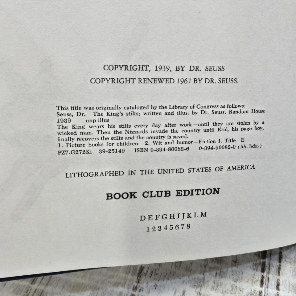 The King's Stilts By Dr Seuss 1967 Random House HC 1st Book Club Edition - Image 2 of 4