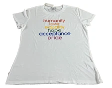 Anthropologie Erin & Sara Sub Urban Riot White Pride List Tee Loose S Short Slee