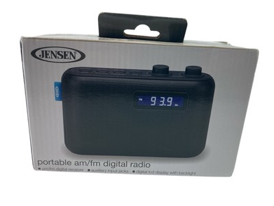 Jensen Portable AM/FM Digital Radio Auxiliary Input LCD Display with Backlight