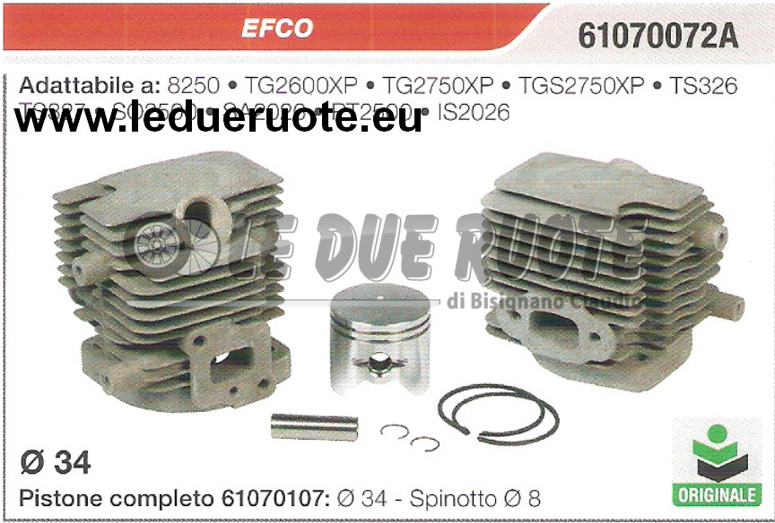Kit Cilindro + Pistone Efco 8250 TG2600XP 61070072A Originale Emak