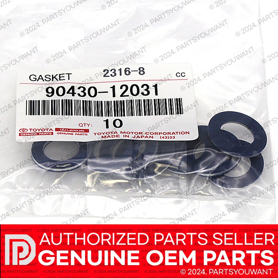 Drain Plug Seal 10-Pack Toyota Lexus Oil Drain Plug Gaskets 90430-12031 - Replacement Washer Seals For Prius, RAV4, FJ Oil Plug Washer