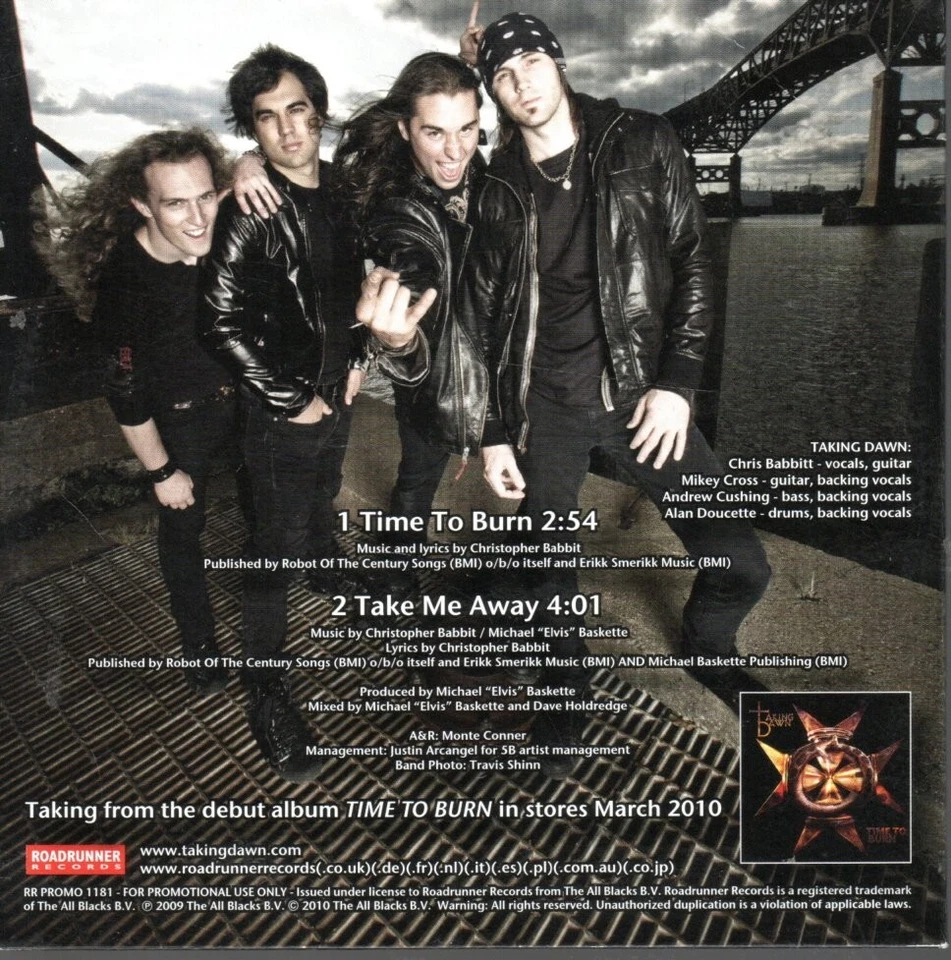 Taking Dawn - Time To Burn (2010)  - 2 Track Promo CD - Bild 2 von 2