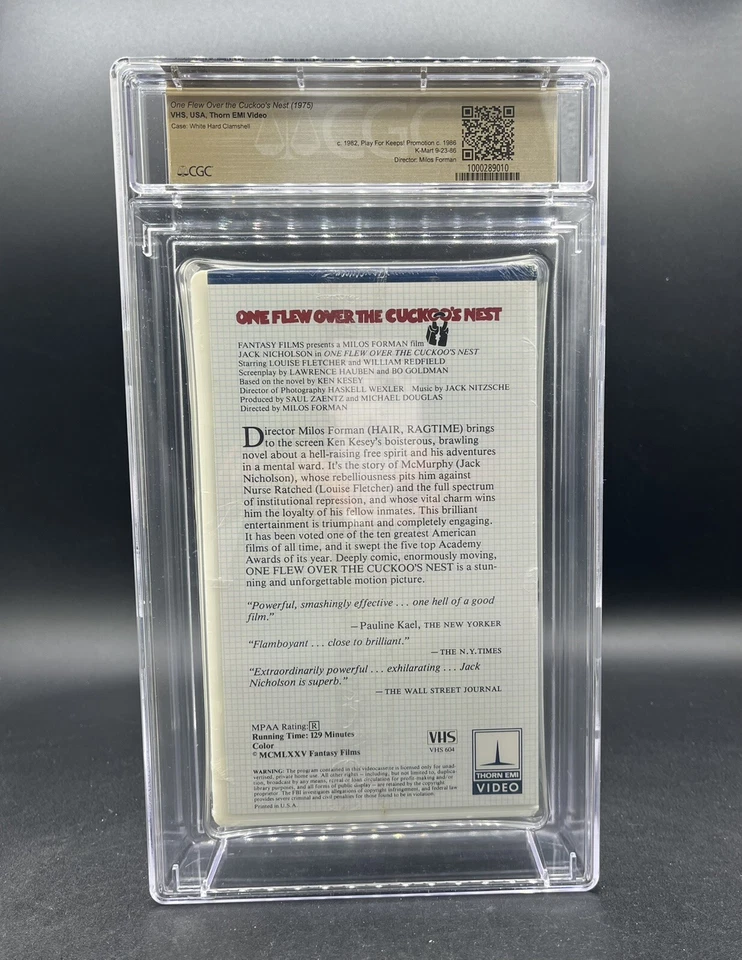 CGC 9.2 B+ One Flew Over The Cuckoo’s Nest VHS Movie Motor City Graded Sealed - Image 2 of 2
