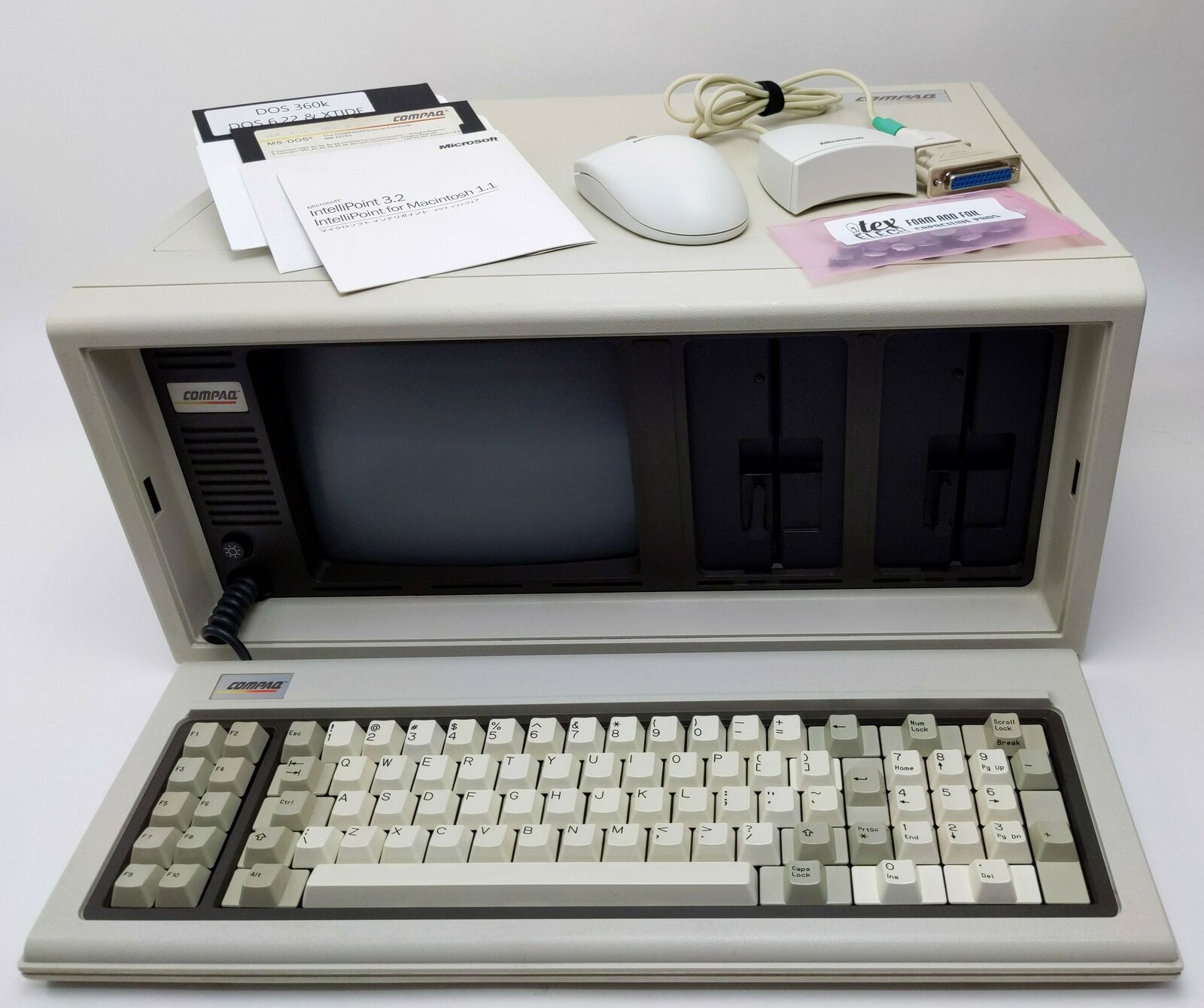 NICE! Clean Vintage Compaq Portable I - 1st IBM PC Compatible - 8088 512K SSD+