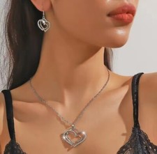 3 Pcs Set Heart Shaped Jewelry Set of Earrings Pendant Necklace for Women Exquis