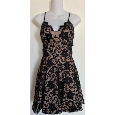 Windsor | Black & Tan Lace Mini Skater Dress Size Medium | eBay