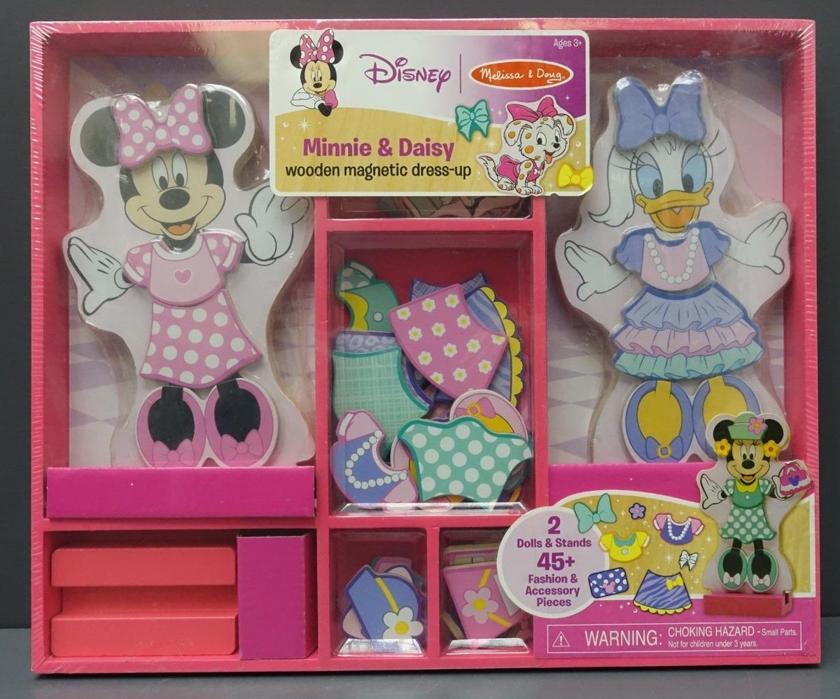 NEW Disney Minnie Daisy Wooden Magnetic Dress-Up Dolls Melissa Doug