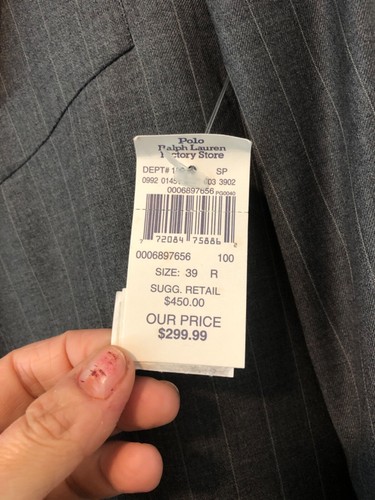Polo University Club Ralph Lauren Men's Grey 39 Super 120s Wool Cashmere Blazer - Picture 2 of 8