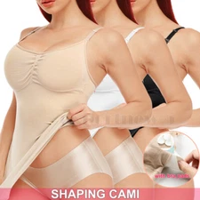 Women's Padded Bra Camisole Tank Top Body Shaper Tummy Control Vest Compression