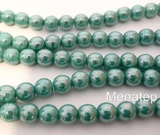 50 6mm Czech Glass Round Beads: Luster - Turquoise