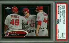 2012 TOPPS CHROME BLACK REFRACTOR MIKE TROUT /100 PSA 9 MINT #144