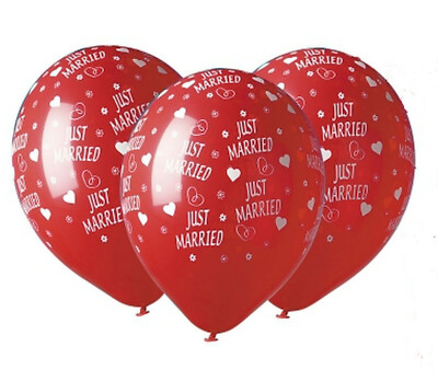 tib  Luftballon '' Just Married '' rot Helium geeignet U 96 cm Ø 30 cm Hochzeit *