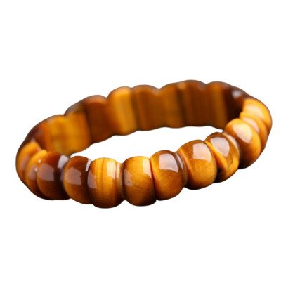 Natural Yellow Tiger's Eye Gemstone Elastic Bracelet Bangle 7.5'' C Style