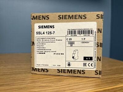 Siemens 25Amp MCB C25 10kA 5SL4125-7 einpolig 230/400V Brandneu!