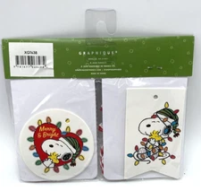 Snoopy Christmas Gift Tags w/Woodstock Lights Card Stock HTF Count of 24 NEW