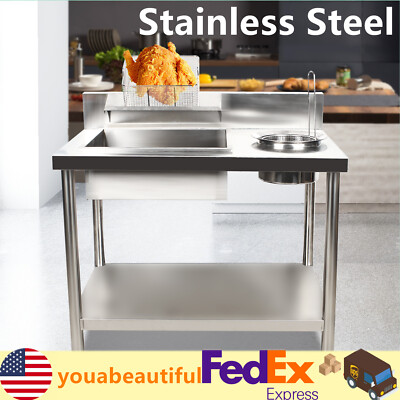 Commercial Breading Table Fried Food Prep Fry Chicken Work Table Breader Station