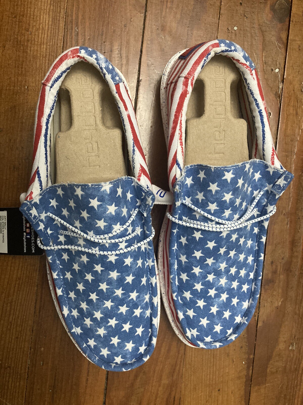 NIB Hey Dude Wally Stars \u0026 Stripes Size 