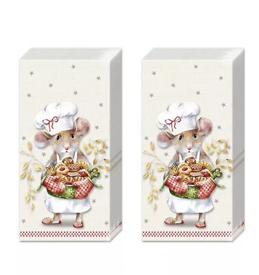 2 x Ihre Taschentücher Anna gebacken creme und rot 21 cm sq 4 lagig 2 Packungen