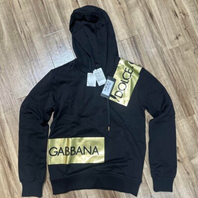DOLCE & GABBANA DG Gold Logo Print Pullover Hoodie Zip Jacket