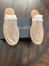 Splendid Espadrille Cheetah Mule Slides Sandals Beige Canvas NEW 9 1/2 M NIB
