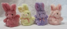 Russ Berrie & Co., Inc. ITTY BITTY BUNNIES pastel set 4 pink yellow purple peach
