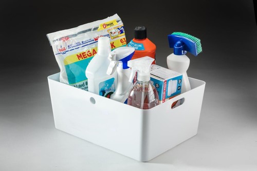 5 x Plastic Storage Box Under Sink Cupboard Bathroom Kitchen Hinch Basket Boxes - Picture 2 of 12