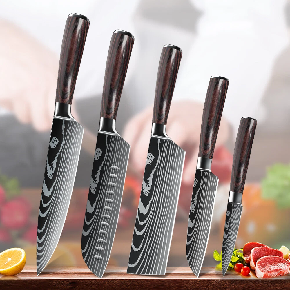 Blade Sharp Kitchen Kitchen Knife Set Stainless Steel Chef Knives Cutlery  Sheath