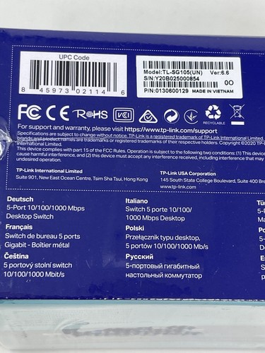 TP-LINK 5-Port Gigabit Desktop Switch TL-SG105 New Sealed - Picture 7 of 13