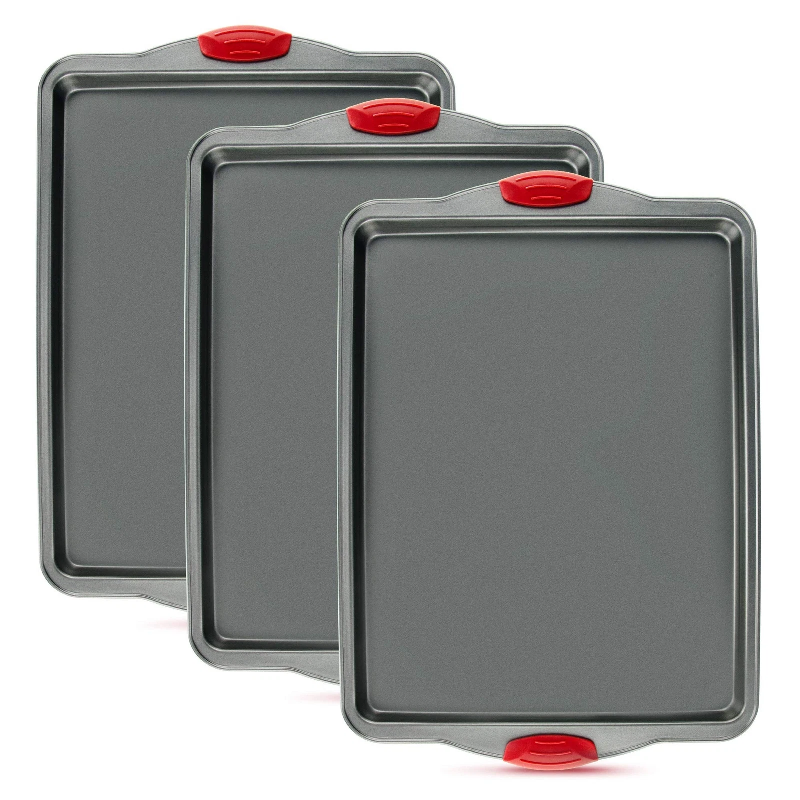 Nonstick Baking Sheet Pans, Set of 3, Non-Toxic and Rimmed Carbon Steel Cooki...