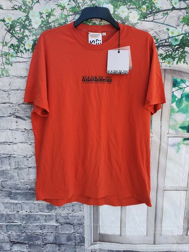 Mens Designer Napapijri T Shirt Orange 