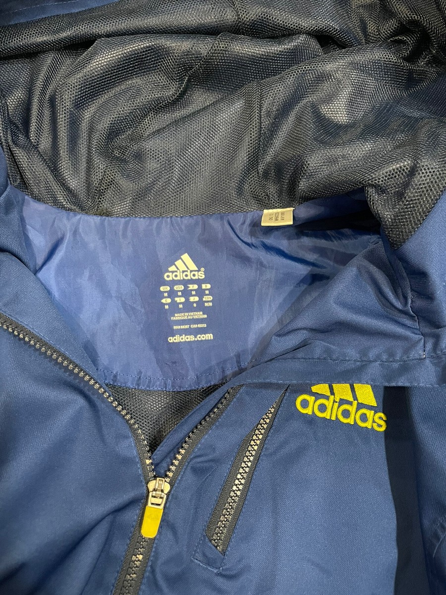Adidas Men Royal Blue 3 Stripe Fleece Medium Hoodie 1/2 Zip